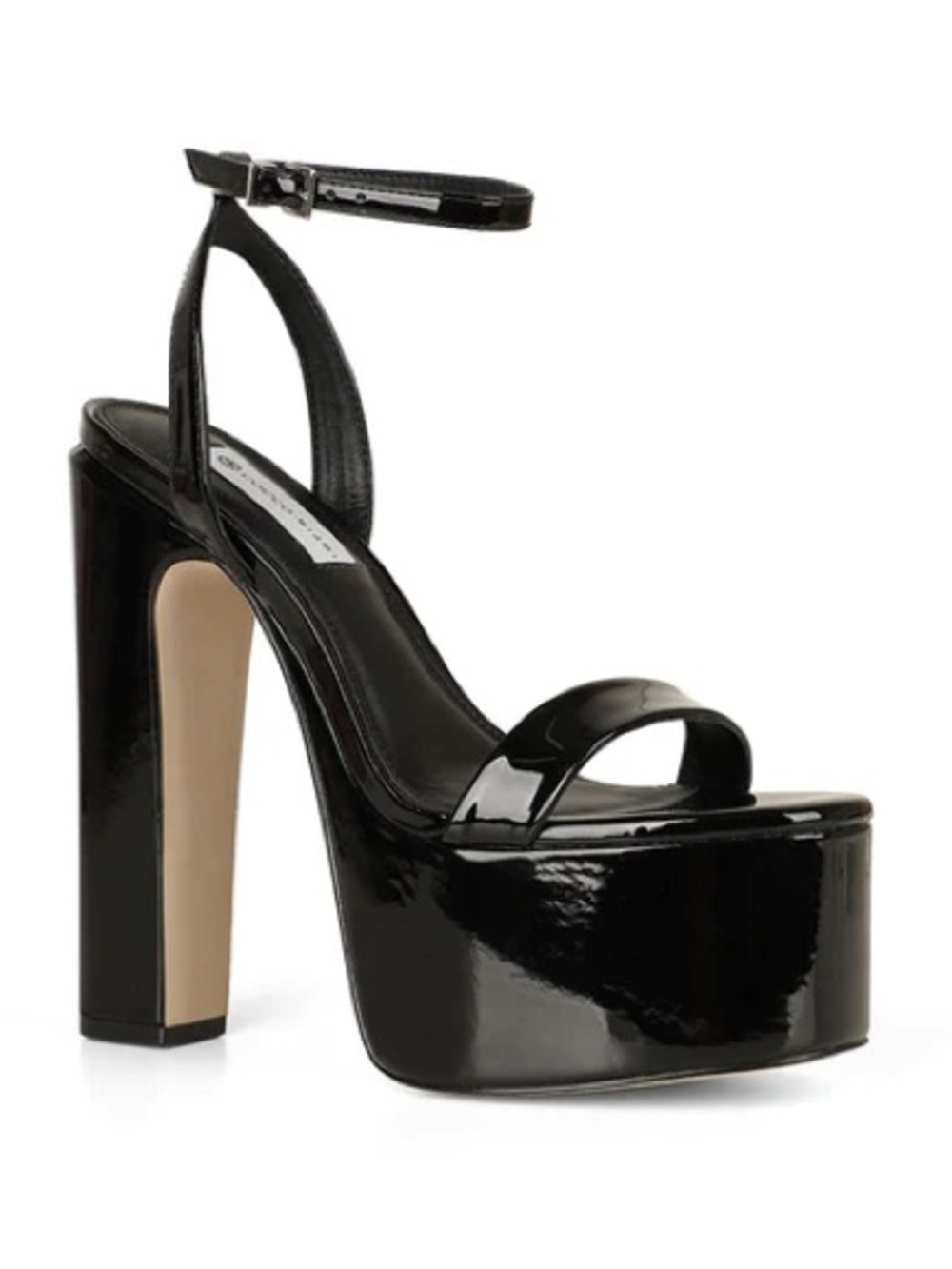 Steve Madden Black Patent Platform Ankle-Strap Heels